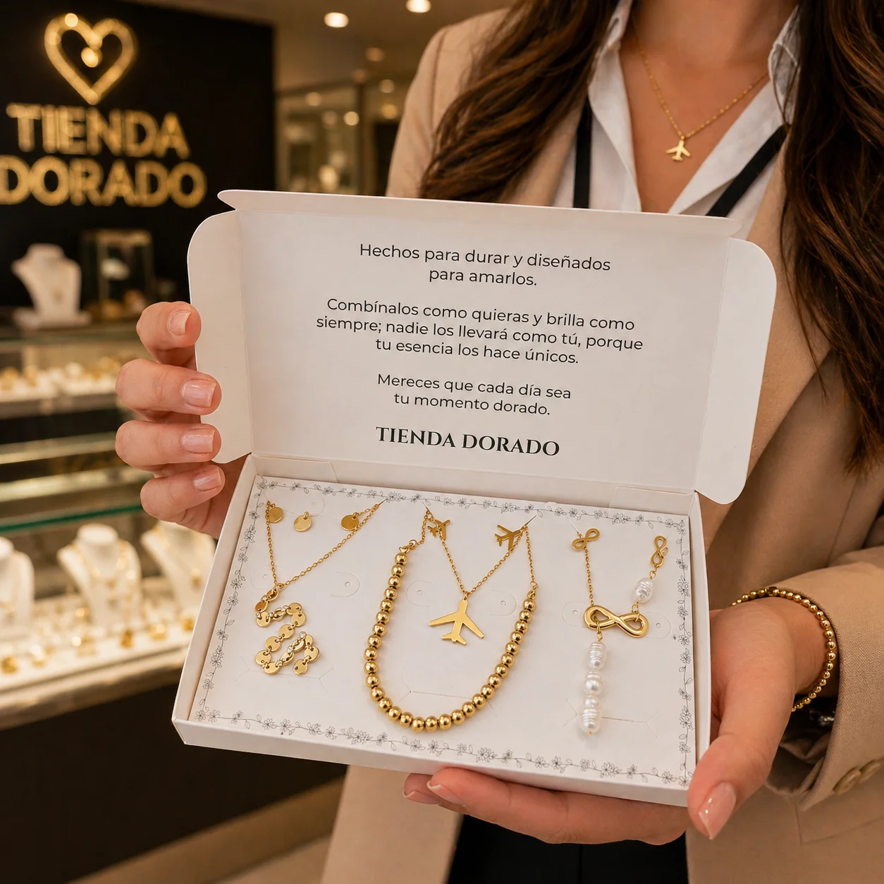 Colección Viaje & Eternidad Juegos collar con aretes en acero
