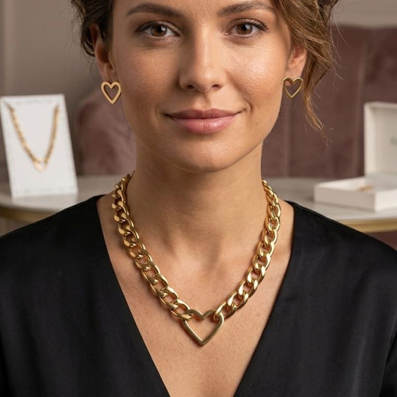 Golden Icons Collection | 3 Collares con aretes a juego en acero - Imagen 4