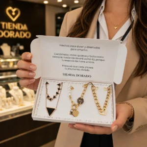 Golden Icons Collection | 3 Collares con aretes a juego en acero