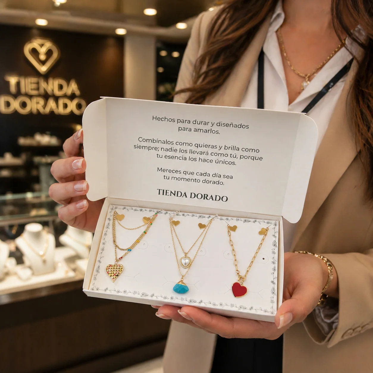 Trilogía Corazón & Elegancia | 3 Collares con aretes en acero