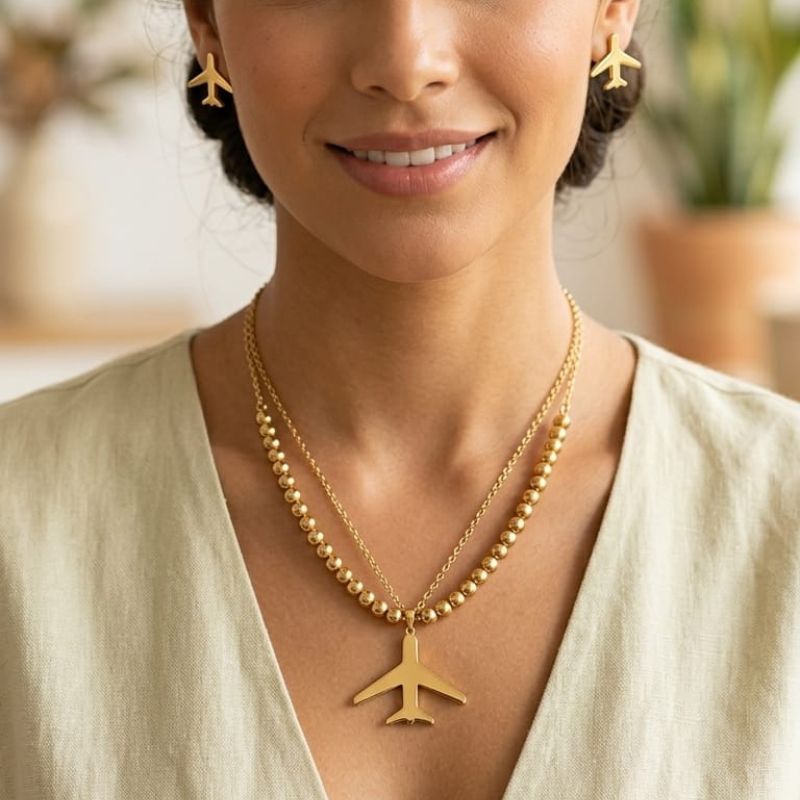 Colección Viaje & Eternidad Juegos collar con aretes en acero - Imagen 3