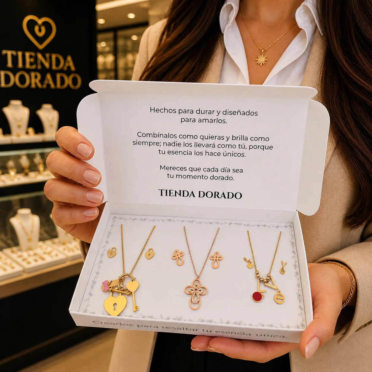 Amor, Fe & Conexión | 3 juegos de collar con aretes en acero inoxidable
