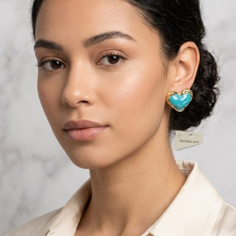 Set Armonía de Color | 6 pares de aretes en acero esmaltados - Imagen 2