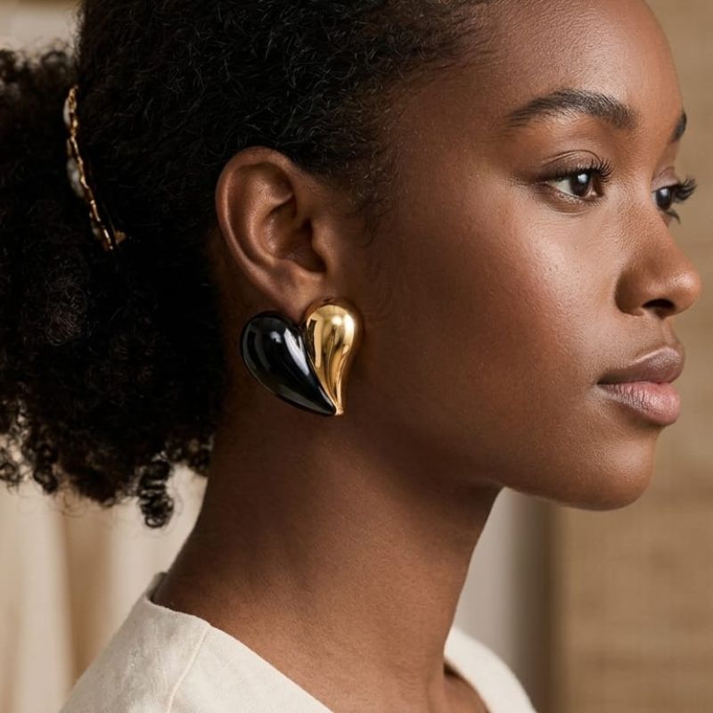 Dulce Amor Duo | 4 Pares de aretes gruesos en acero surtidos - Imagen 4