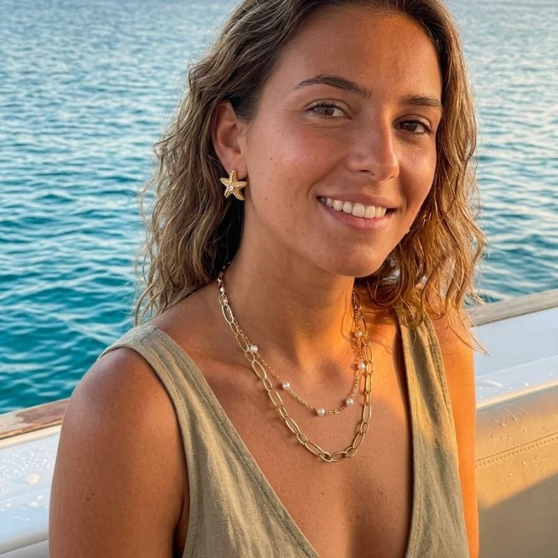 Perlas & Corazones del Mar | 3 Juegos de collar con aretes en acero - Imagen 2