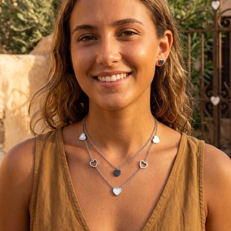 Perlas & Corazones del Mar | 3 Juegos de collar con aretes en acero - Imagen 4