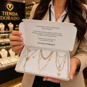 Secretos & Alas Doradas | 3 juegos collar con aretes en acero y covergold