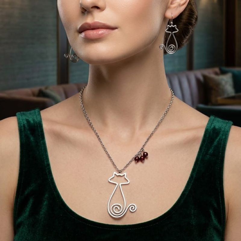 Fe & Encanto Collection | 3 Juegos collar con aretes en acero - Imagen 2